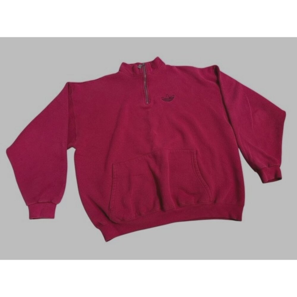 Adidas Originals Vintage Mens XL Blokecore 1/4 Zip Pullover Sweatshirt Pouch EUC